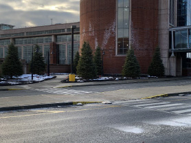 Clearly marked Pedestrian crossing and island