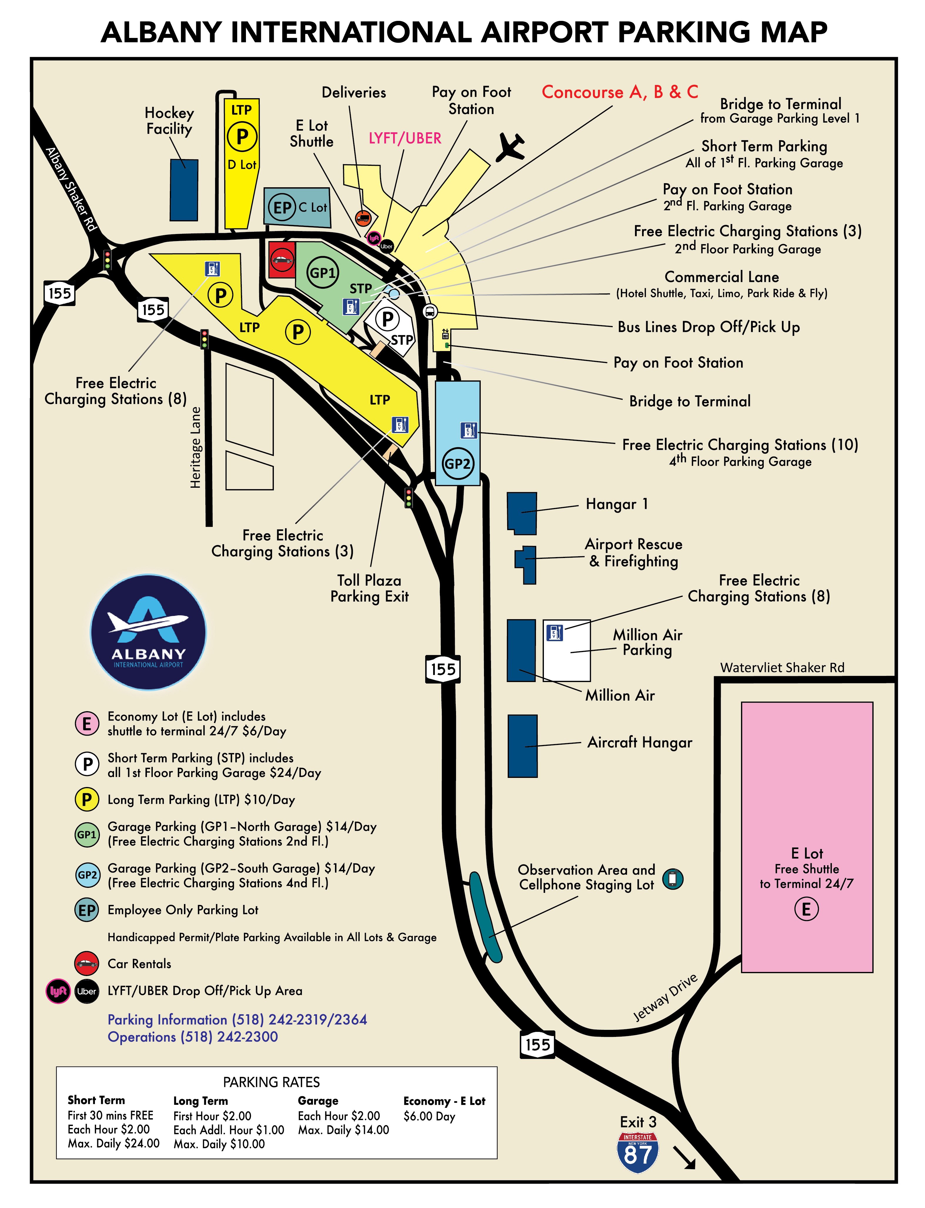 Parking Map & Information :: Albany International Airport | Flights