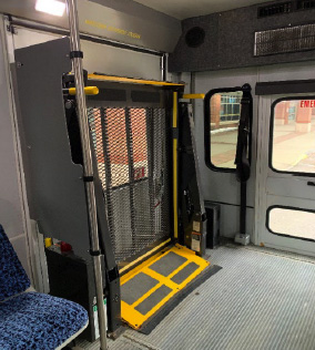 Hydraulic Lift Inside Airport Shuttle Bus